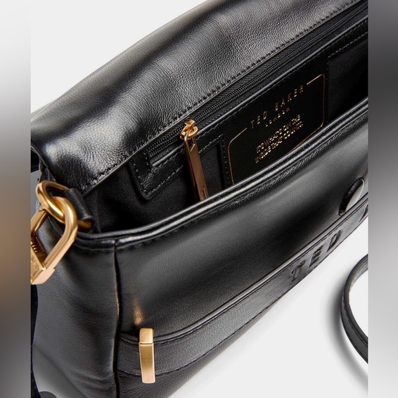 Ted Baker Black Amelia Logo Strap Leather Baguette Bag RARE! - Picture 3 of 5